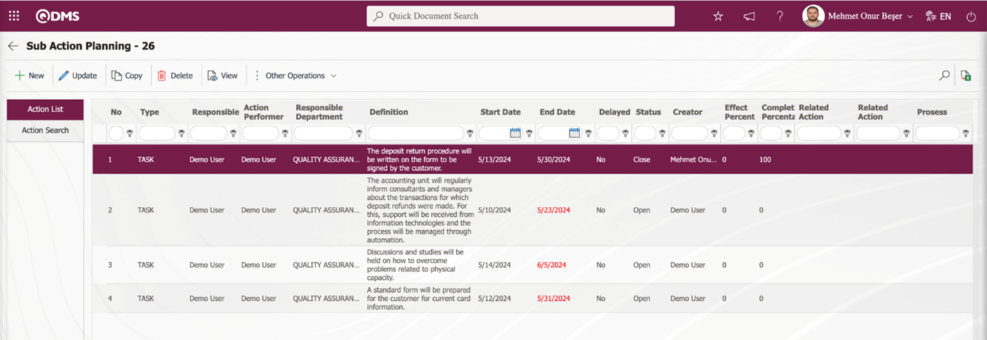 QDMS Action Management